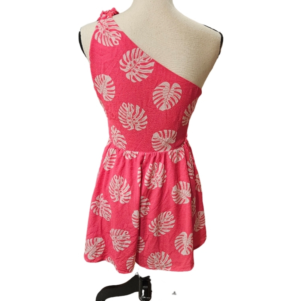 CATO Pink One-Shoulder Dress with Leaf Print - Picture 6 of 10